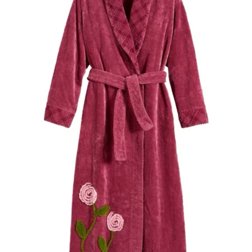 Pink Floral chenille Women's Robe